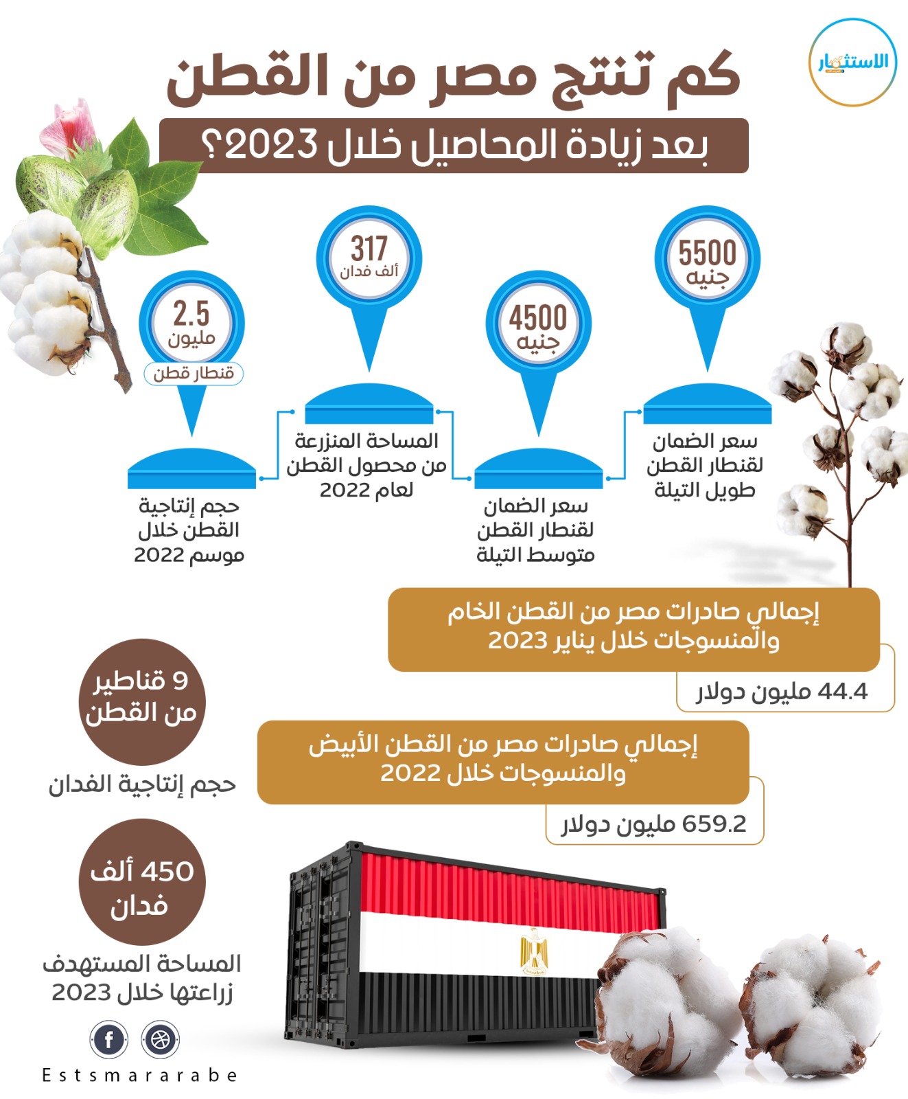 إنفوجرافيك|| إنتاجية مصر من القطن خلال العام الجاري