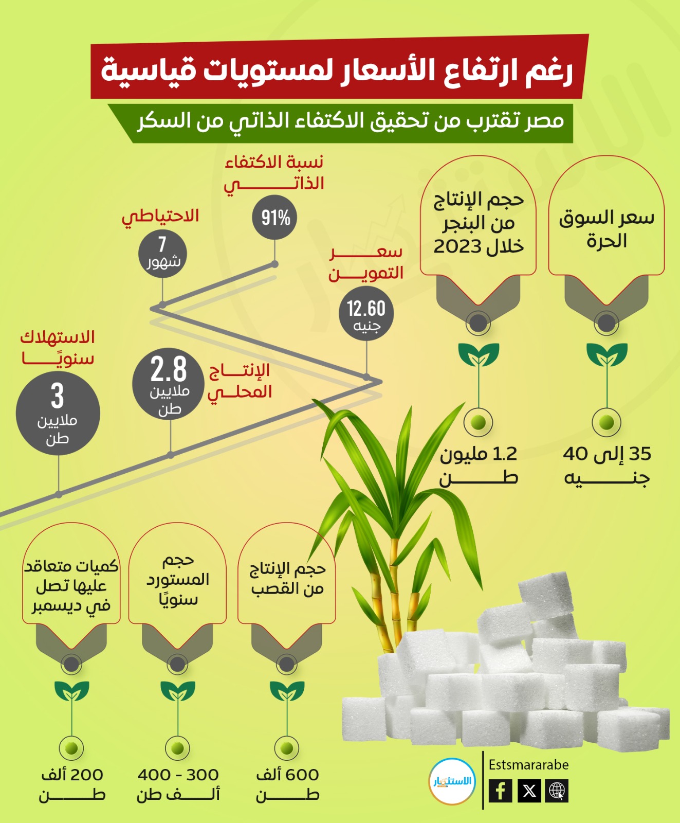 إنفوجرافيك|| متى تحقق مصر الاكتفاء من السكر ؟ وخطة مواجهة ارتفاع الأسعار