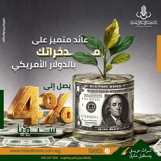 مزايا حساب الاستثمار بالدولار الأمريكي من بنك فيصل الإسلامي المصري