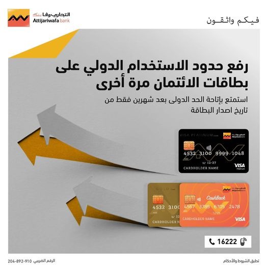 «التجاري وفا بنك» يرفع حدود الاستخدام على البطاقات الائتمانية لـ200 ألف جنيه