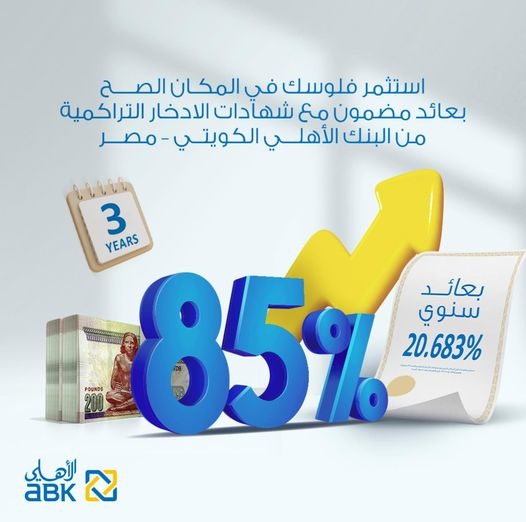 بعائد 20.68%.. احصل على الشهادة الثلاثية التراكمية من البنك الأهلي الكويتي