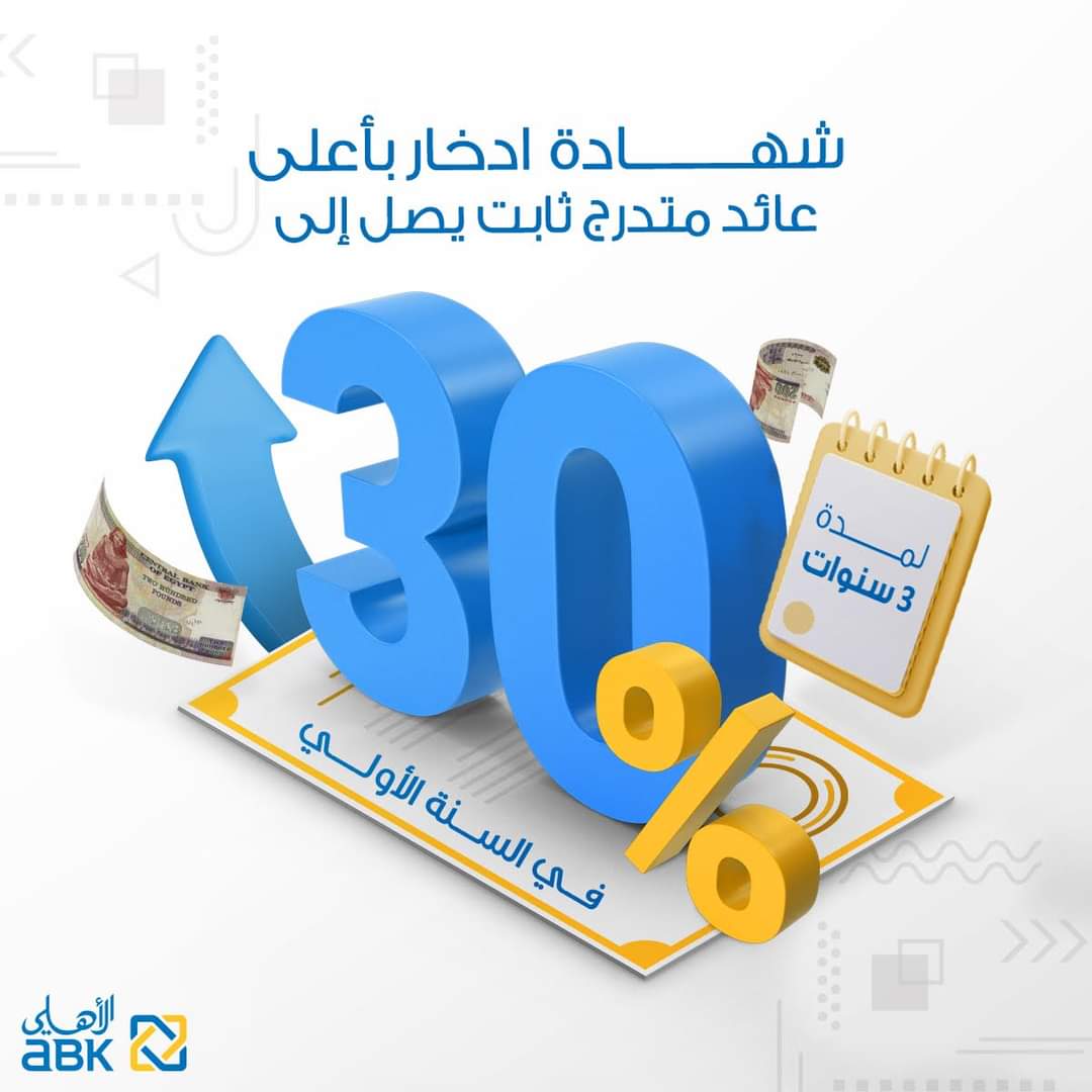 البنك الأهلي الكويتي مصر يطرح شهادة جديدة بعائد 30% 