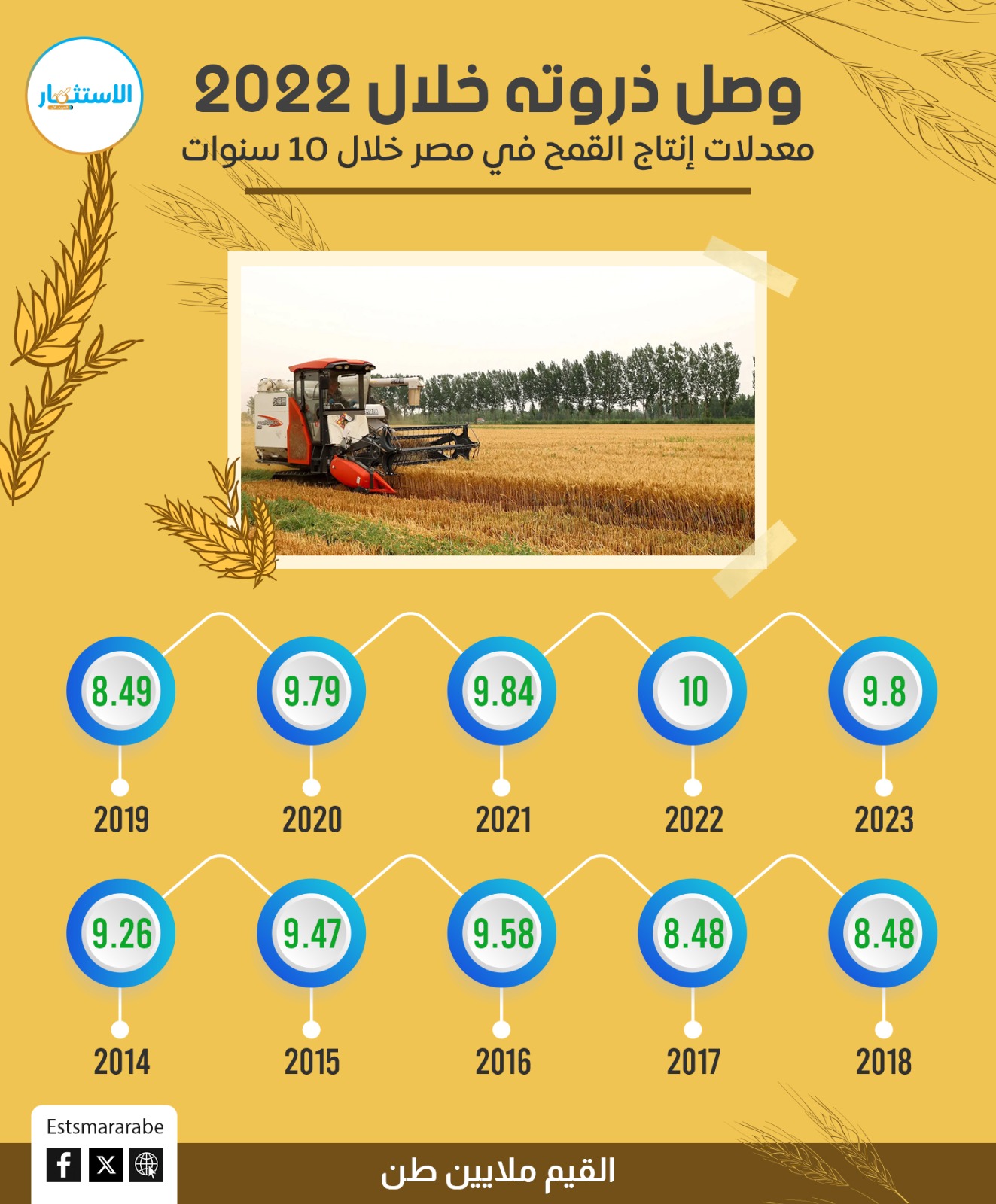 إنفوجرافيك|| كيف ارتفعت معدلات إنتاج القمح في مصر خلال 10 سنوات؟